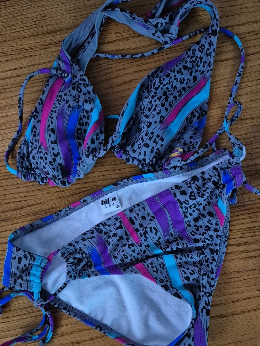 Billabong Blue, Purple & Pink Stripe Triangle Bikini Set